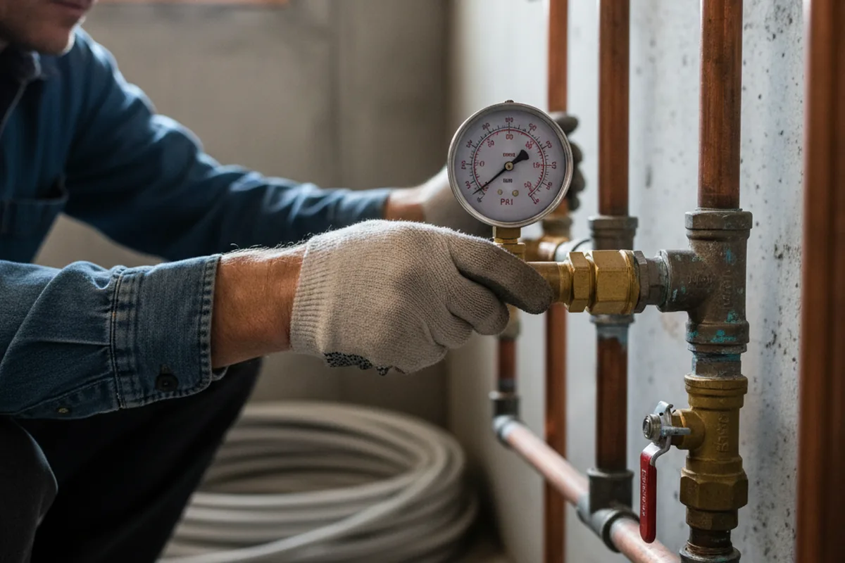 Pressure testing a repaired line during Water Line Repair in Wiggins
